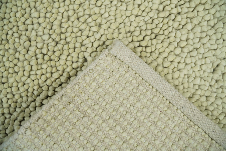 Square 3x3 Beige Wool Shag Handmade Felted Rug | SHA1 - The Rug Decor