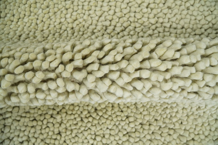 Square 3x3 Beige Wool Shag Handmade Felted Rug | SHA1 - The Rug Decor