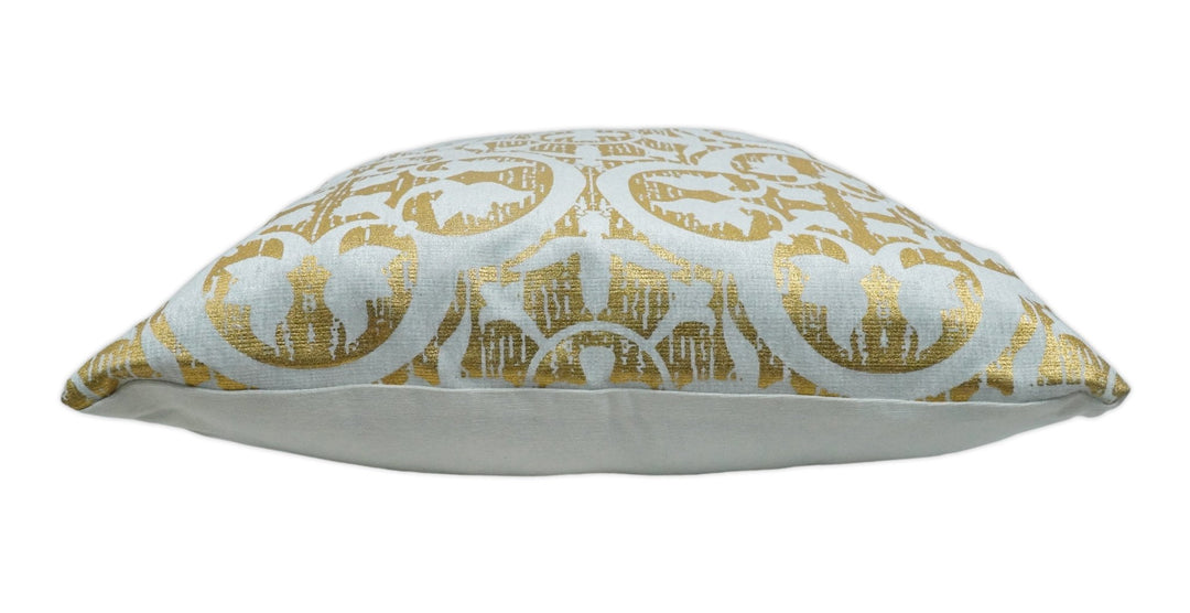 Square Geometric Printed Modern Contemporary Accent Gold and White Pillow Cover | PL08 - The Rug Decor