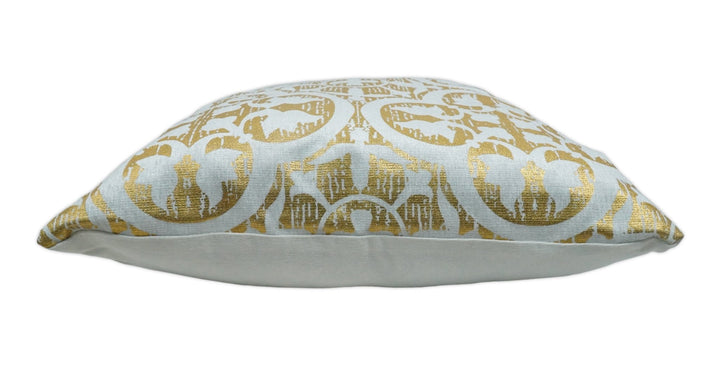 Square Geometric Printed Modern Contemporary Accent Gold and White Pillow Cover | PL08 - The Rug Decor