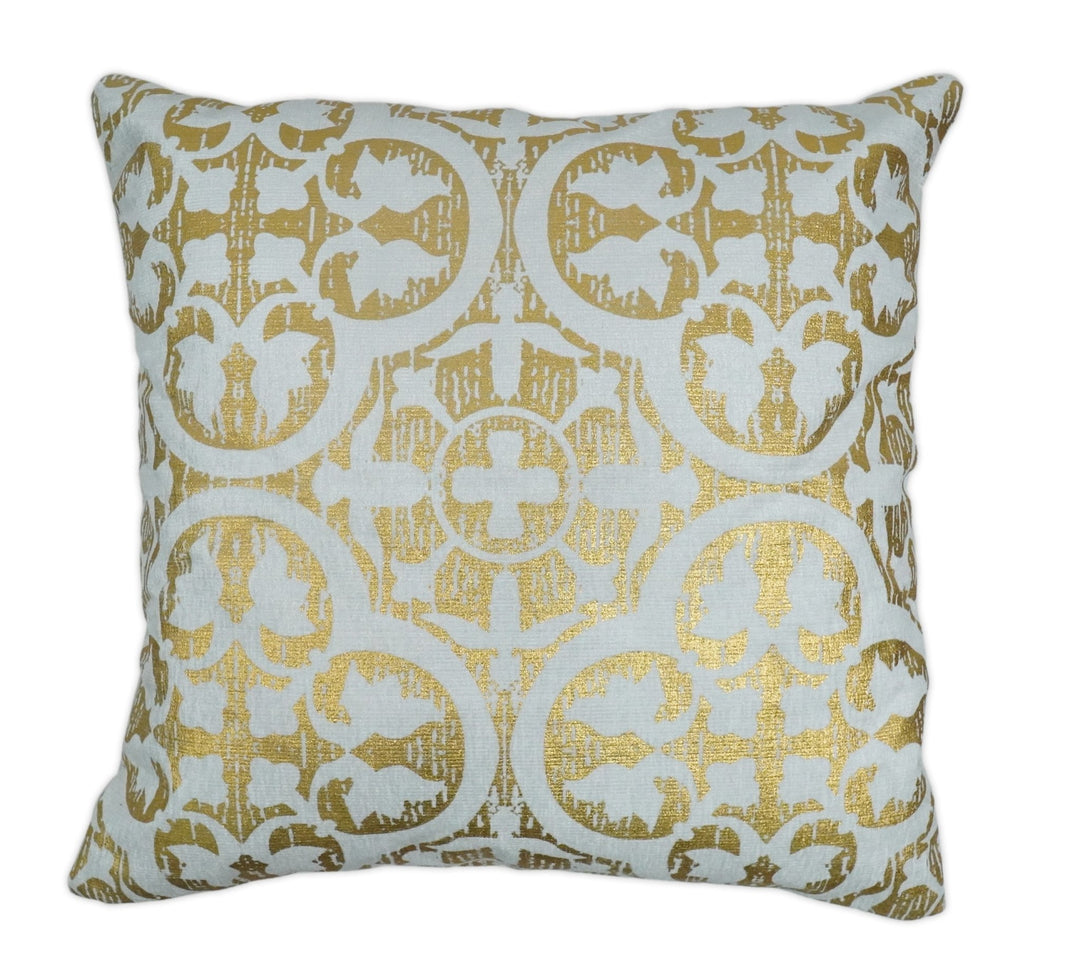 Square Geometric Printed Modern Contemporary Accent Gold and White Pillow Cover | PL08 - The Rug Decor