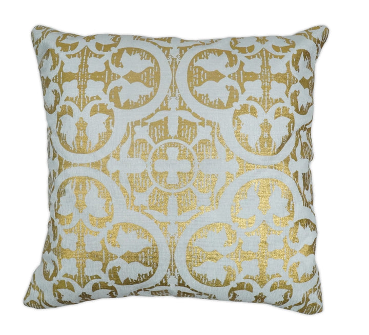 Square Geometric Printed Modern Contemporary Accent Gold and White Pillow Cover | PL08 - The Rug Decor