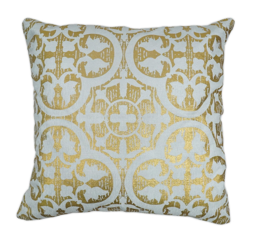 Square Geometric Printed Modern Contemporary Accent Gold and White Pillow Cover | PL08 - The Rug Decor