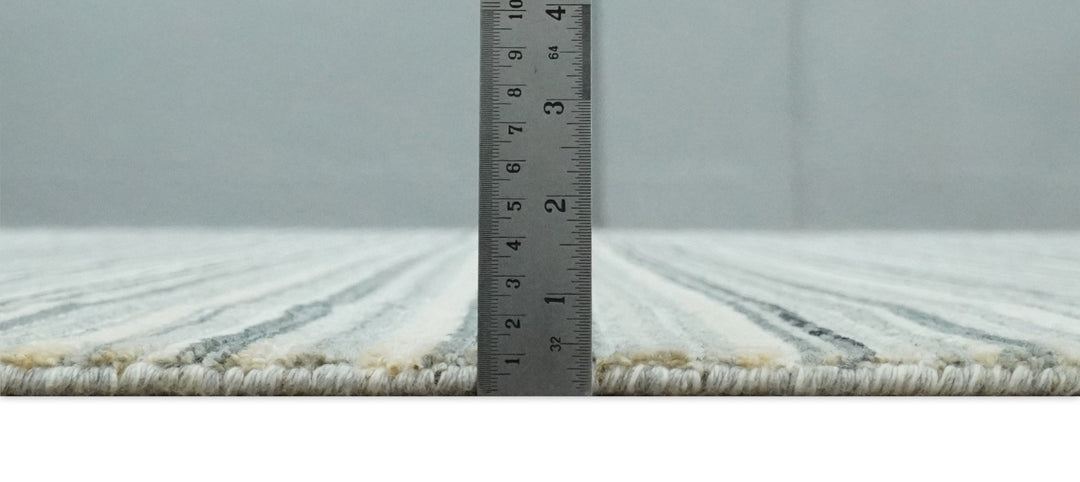 Striped Flatwoven 8x10 Ivory, Beige and Gray Scandinavian Hand Made Blended Wool Area Rug | KE15 - The Rug Decor