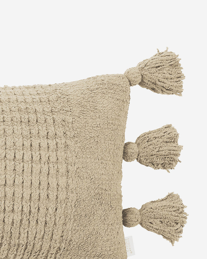 Super Soft Solid Sienna Braided Pom Pom Lumbar Pillow - The Rug Decor