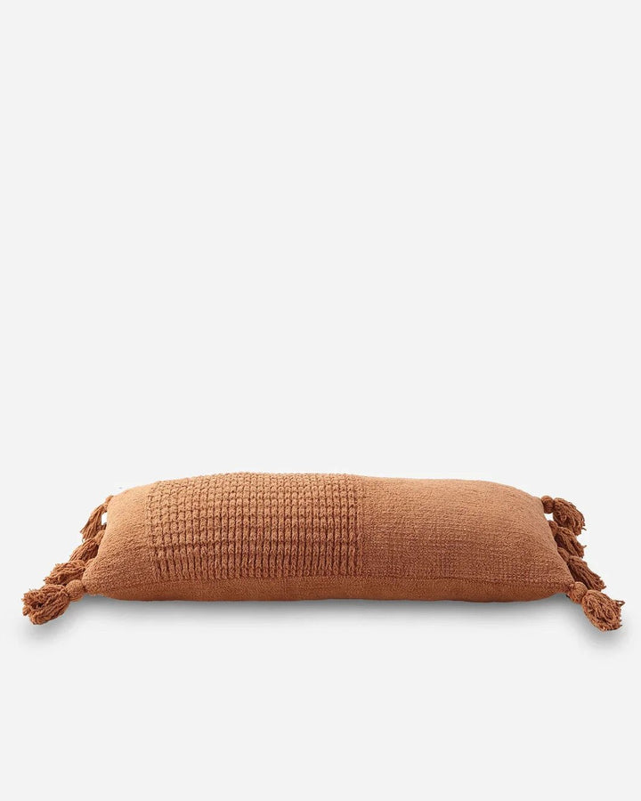 Super Soft Solid Sienna Braided Pom Pom Lumbar Pillow - The Rug Decor