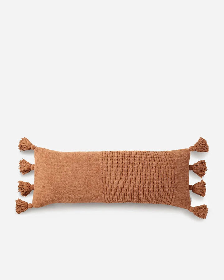 Super Soft Solid Sienna Braided Pom Pom Lumbar Pillow - The Rug Decor