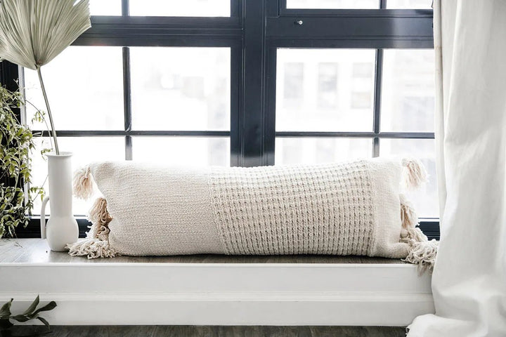 Super Soft Solid Sienna Braided Pom Pom Lumbar Pillow - The Rug Decor