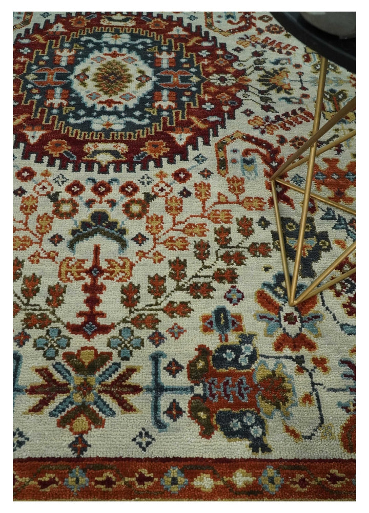 Tabriz Antique Persian 5x8, 6x9, 8x10, 9x12, 10x14 and 12x15 Hand Knotted Ivory, Charcoal and Rust Modern Traditional Persian Wool Rug | TRDCP900 - The Rug Decor