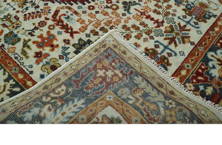 Tabriz Antique Persian 5x8, 6x9, 8x10, 9x12, 10x14 and 12x15 Hand Knotted Ivory, Charcoal and Rust Modern Traditional Persian Wool Rug | TRDCP900 - The Rug Decor