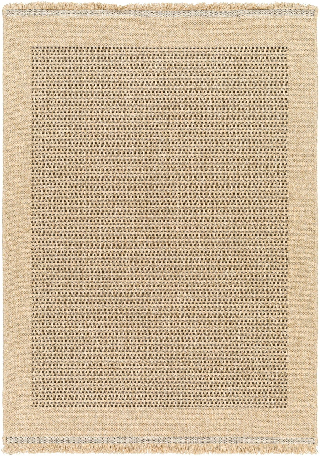Tan and Charcoal Unique Net Design Flat Woven Indoor and Outdoor Safe Area Rug - The Rug Decor