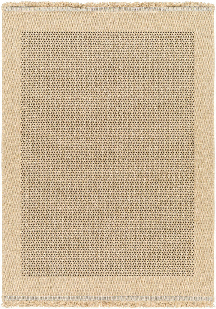 Tan and Charcoal Unique Net Design Flat Woven Indoor and Outdoor Safe Area Rug - The Rug Decor