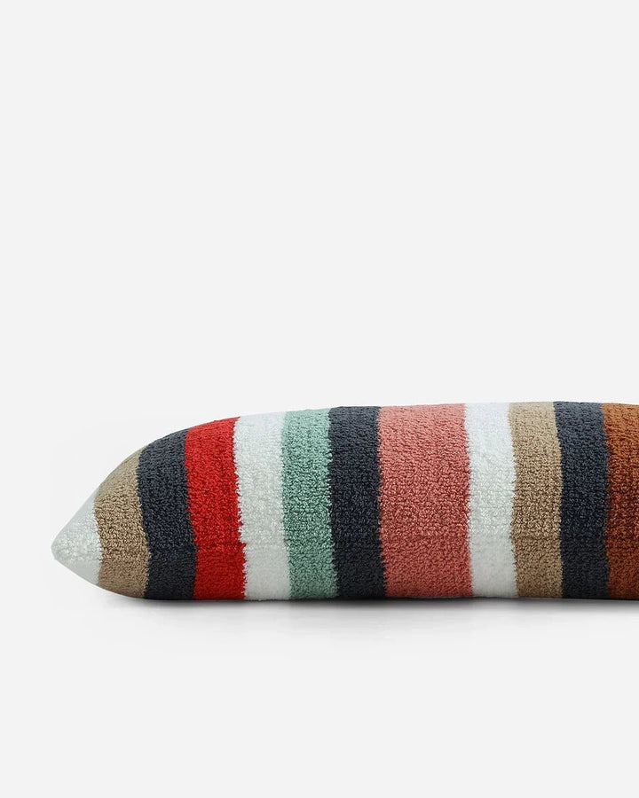 Tan And Colorful Striped Lumbar Pillow - The Rug Decor