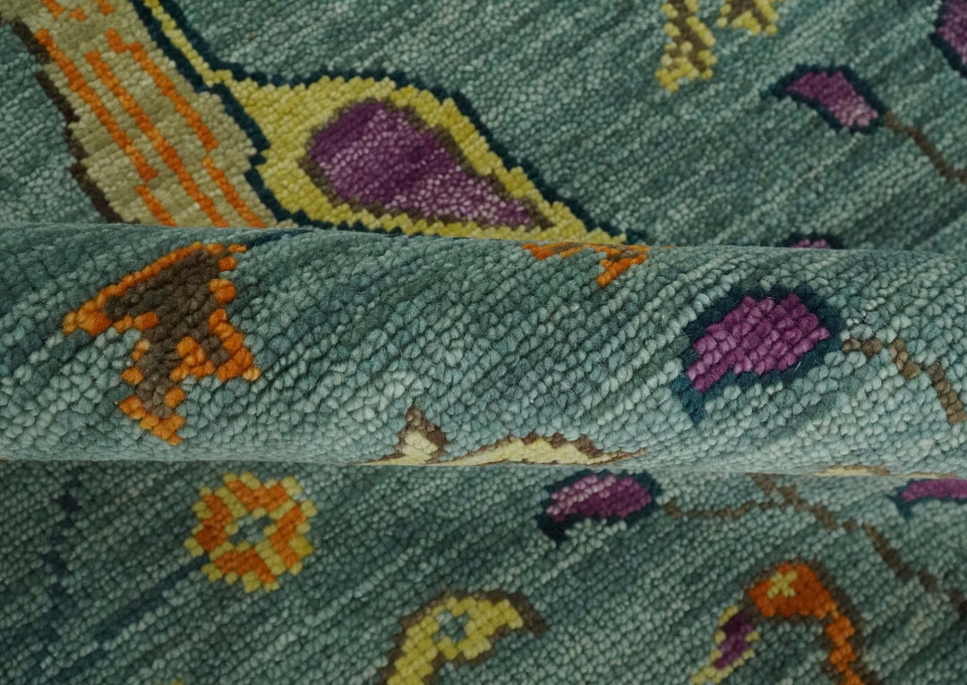 The Jungle Life Peacock Bird Rug Hand Knotted 8x10 Green Wool Rug - The Rug Decor