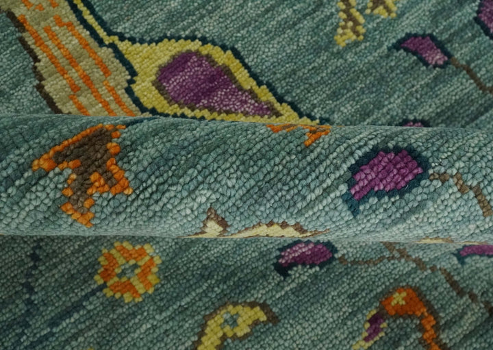 The Jungle Life Peacock Bird Rug Hand Knotted 8x10 Green Wool Rug - The Rug Decor