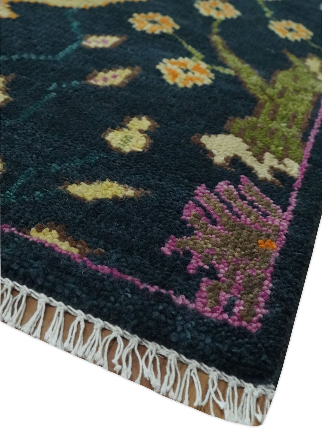 The Jungle Life Peacock on tree Rug Hand Knotted 8x10 Green Wool Rug - The Rug Decor
