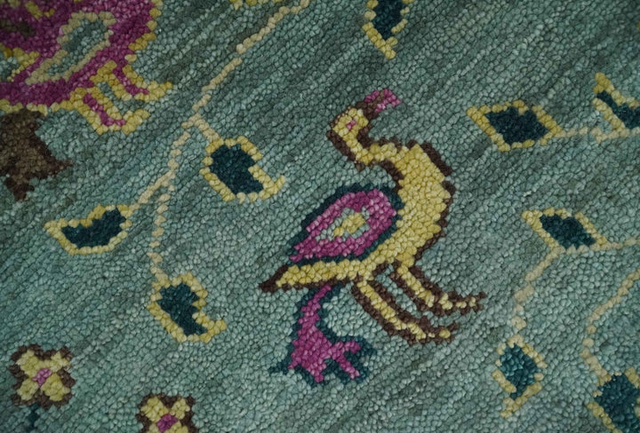 The Jungle Life Peacock on tree Rug Hand Knotted Multi Size Green Wool Rug - The Rug Decor