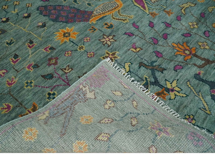 The Jungle Life Peacock on tree Rug Hand Knotted Multi Size Green Wool Rug - The Rug Decor