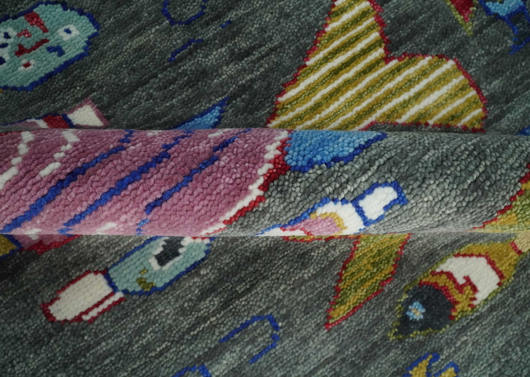 The Sea Life Fish Rug 9x12, 10x14 and 12x15 Hand Knotted Gray Wool Rug | TRDCP1333 - The Rug Decor