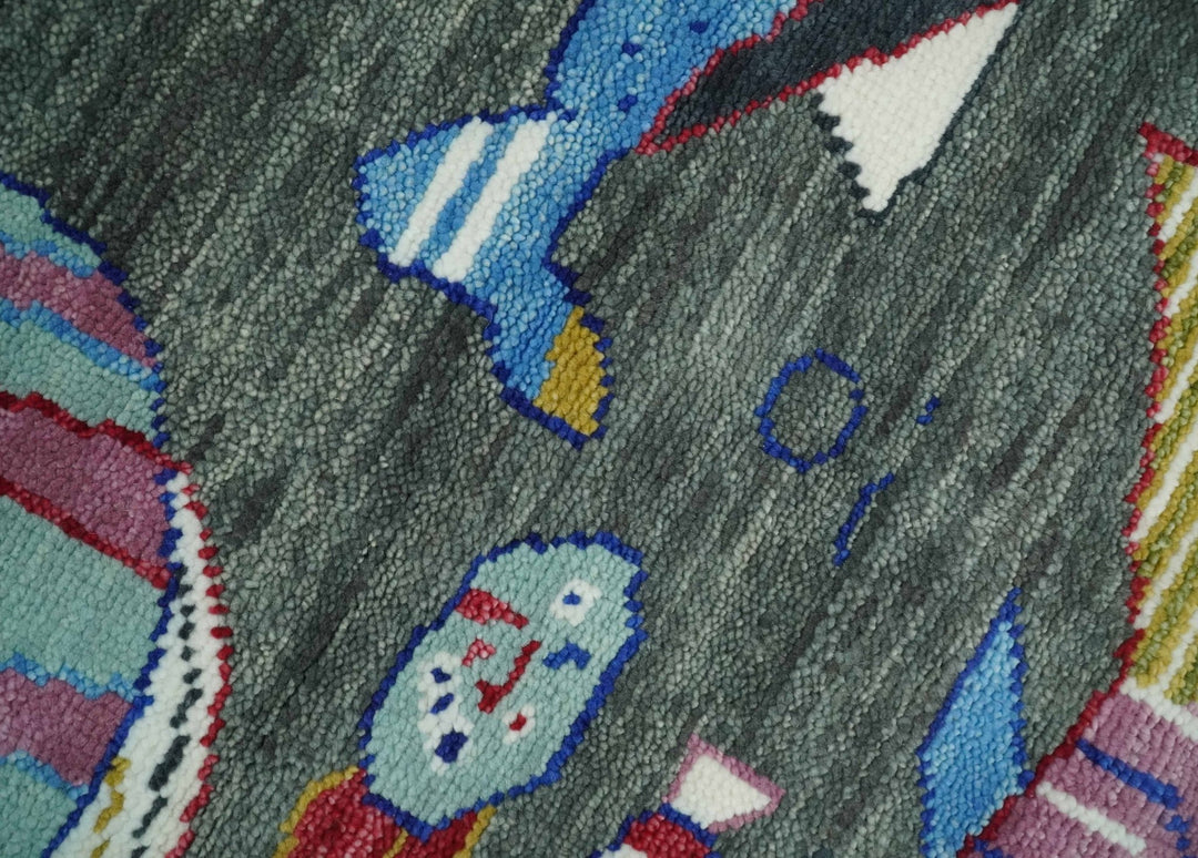 The Sea Life Fish Rug 9x12, 10x14 and 12x15 Hand Knotted Gray Wool Rug | TRDCP1333 - The Rug Decor
