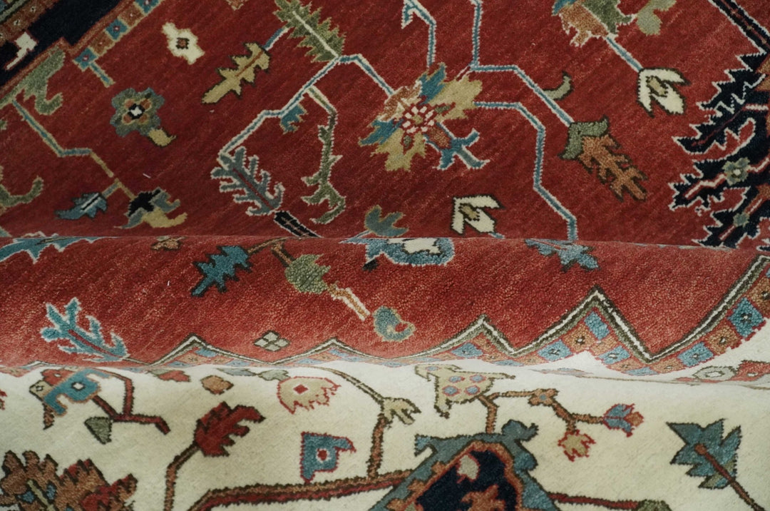 Traditional 9.11x13.8 Hand knotted Premium Fine Brown, Black and Ivory wool Area Rug - The Rug Decor