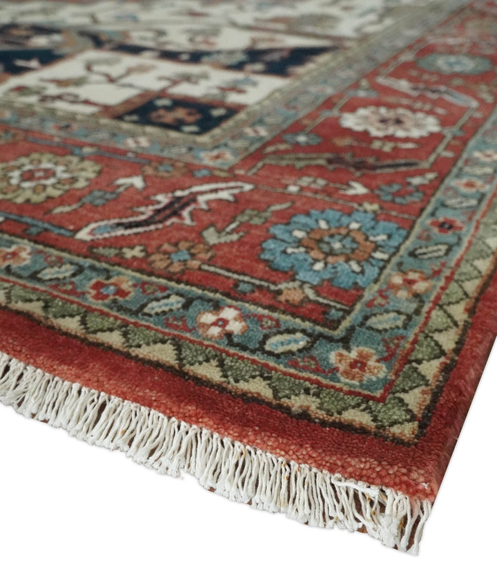 Traditional 9.11x13.8 Hand knotted Premium Fine Brown, Black and Ivory wool Area Rug - The Rug Decor