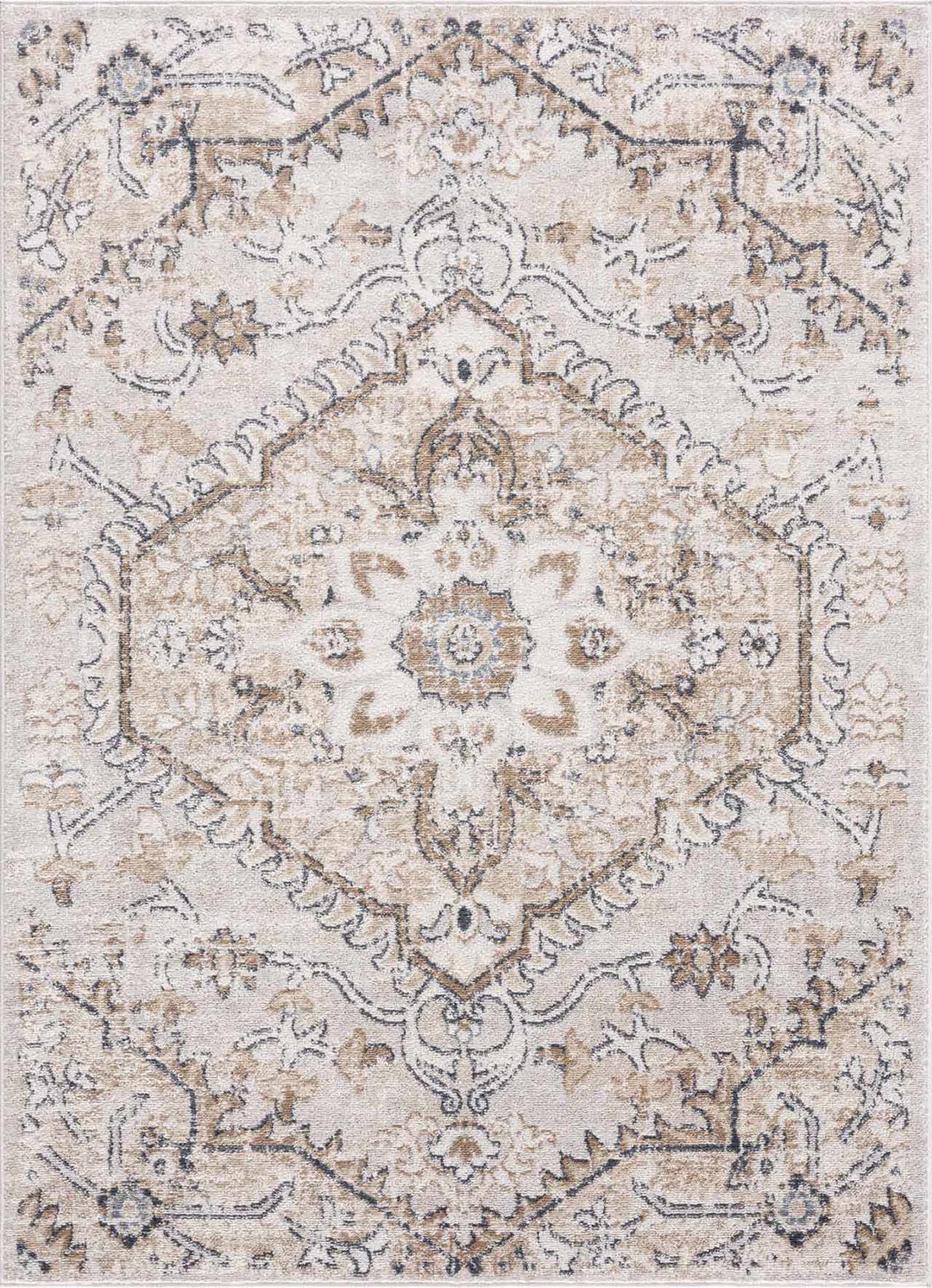 Traditional Beige, Camel and Charcoal Medium Pile Area Rug - The Rug Decor