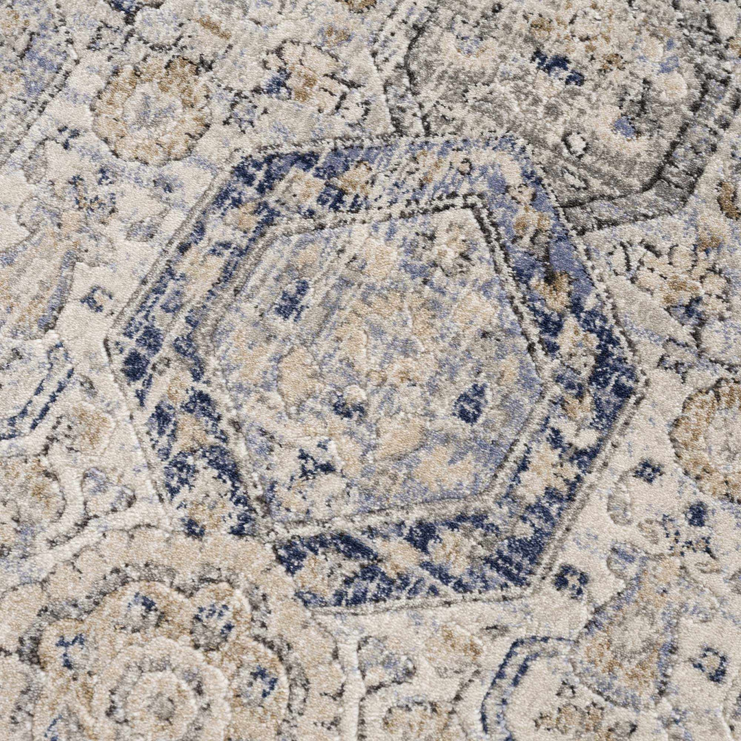 Traditional Blue and Beige Multi color Medium Pile Area Rug - The Rug Decor