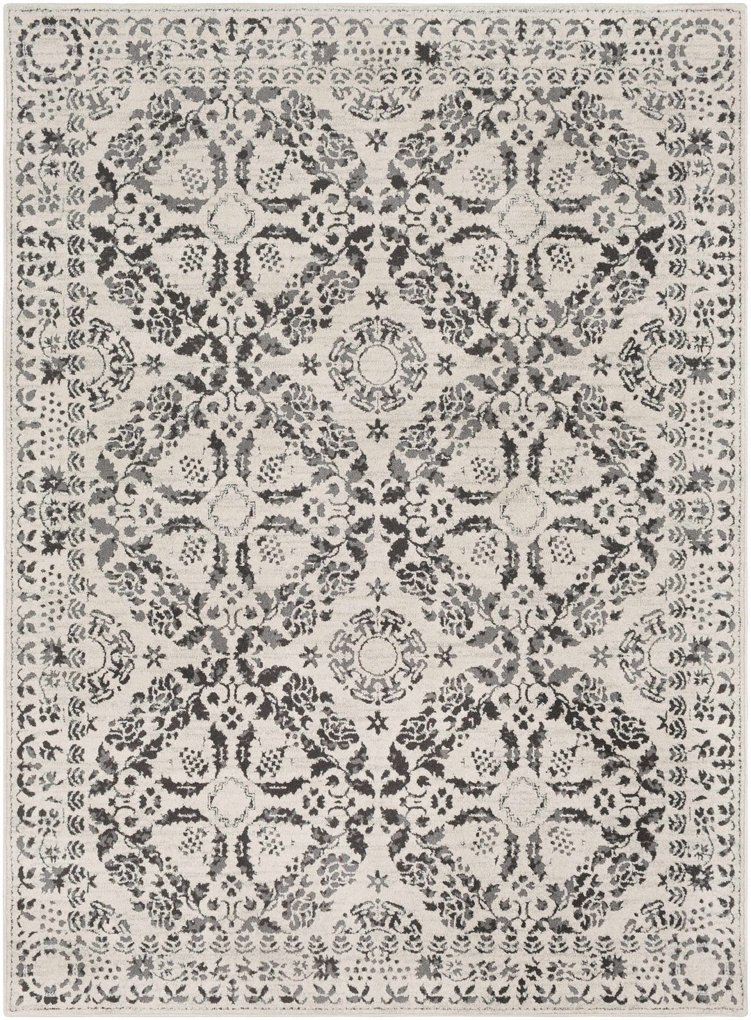 Traditional Bohemian Beige, Gray and Charcoal Medallion Style Area Rug - The Rug Decor