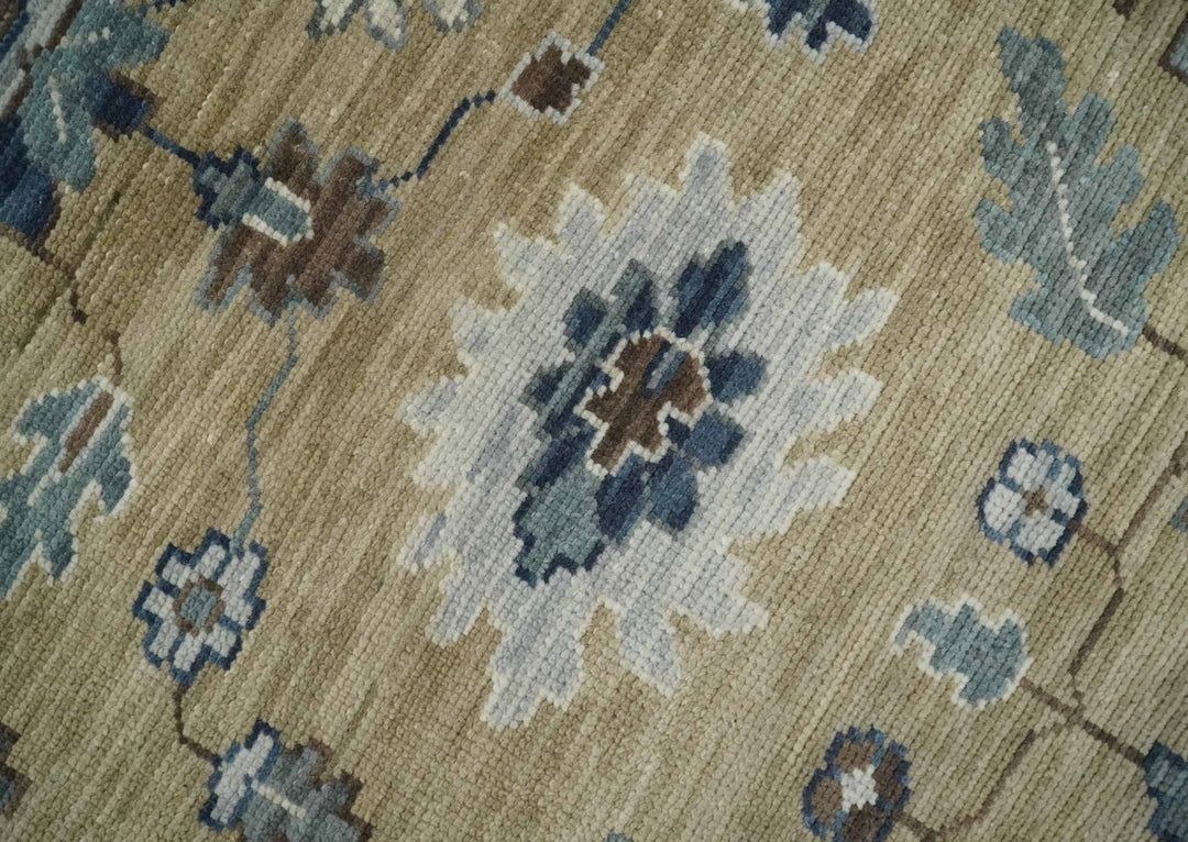 Traditional Brown and Gray Multi Size Turkish Knot Antique Style Floral Hand knotted Oushak Wool Area Rug - The Rug Decor