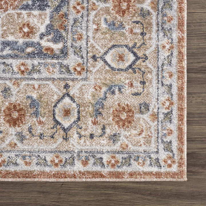 Traditional Camel, Brown and Charcoal Vintage Style Washable Multi Size Turkish Design Rug - The Rug Decor