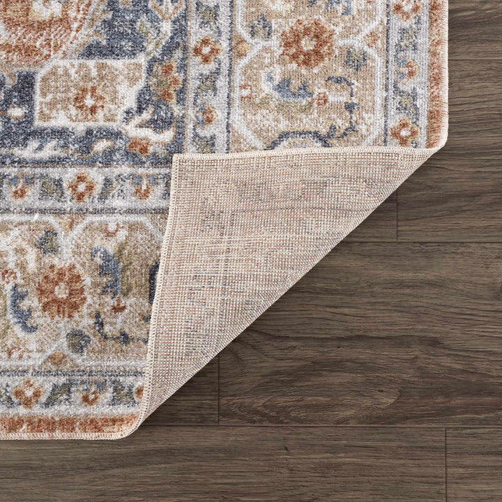 Traditional Camel, Brown and Charcoal Vintage Style Washable Multi Size Turkish Design Rug - The Rug Decor