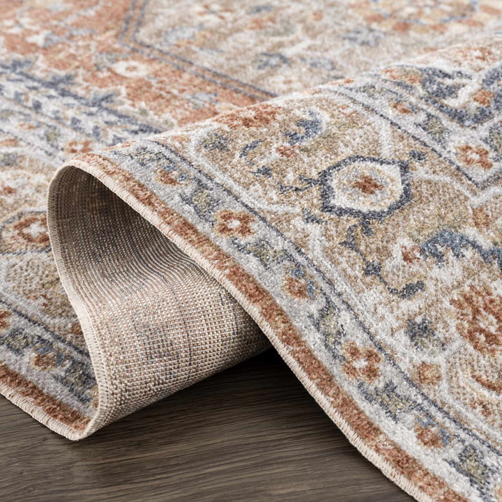 Traditional Camel, Brown and Charcoal Vintage Style Washable Multi Size Turkish Design Rug - The Rug Decor