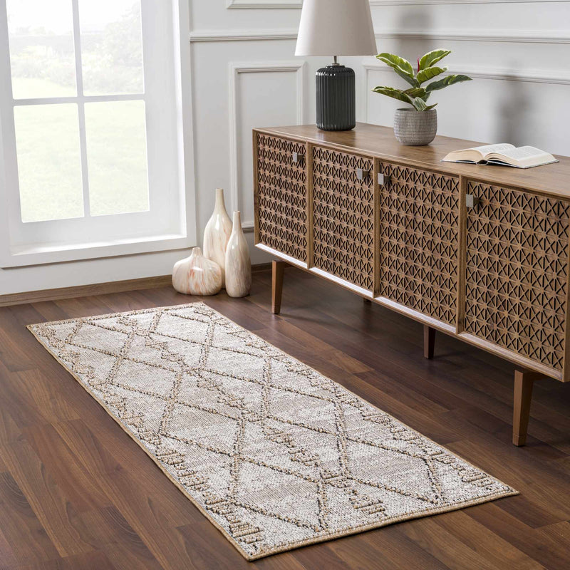Traditional Contemporary Beige and Camel Medium Pile Outdoor Area Rug - The Rug Decor