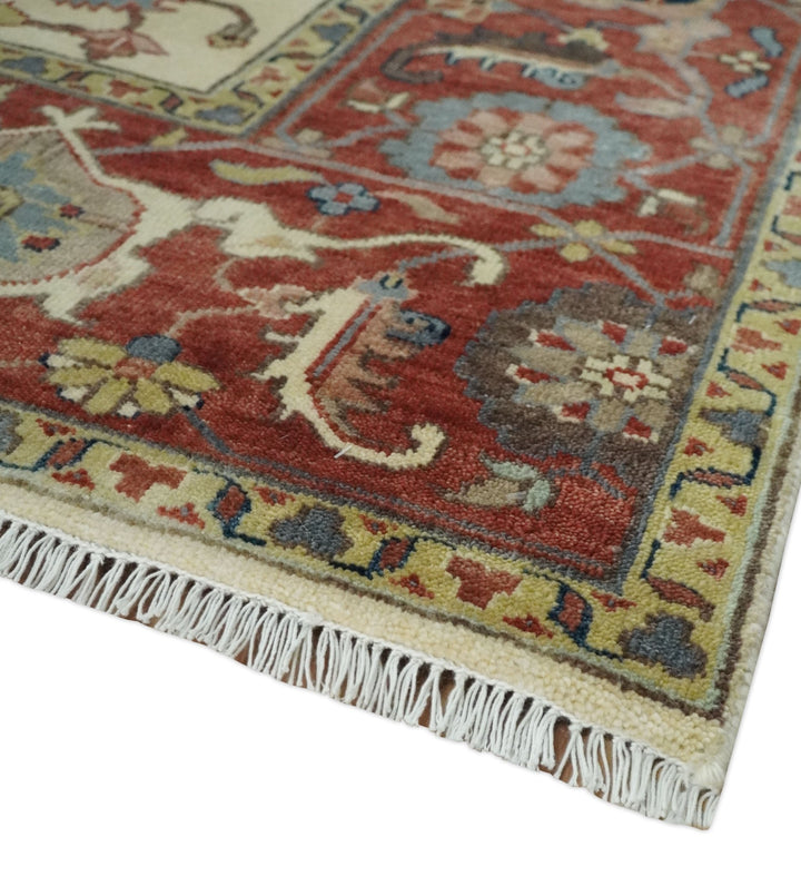 Traditional Floral Beige and Brown Vintage Style Hand knotted 8x10 wool Area Rug - The Rug Decor