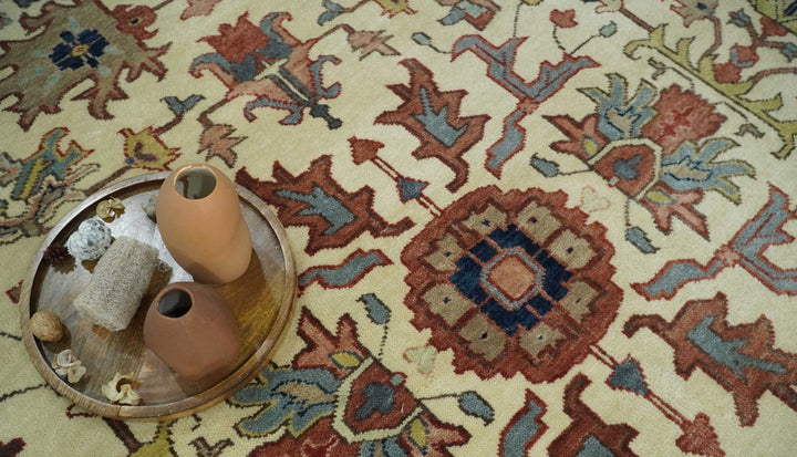 Traditional Floral Beige and Brown Vintage Style Hand knotted 8x10 wool Area Rug - The Rug Decor