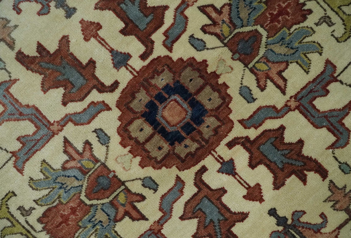 Traditional Floral Beige and Brown Vintage Style Hand knotted 8x10 wool Area Rug - The Rug Decor