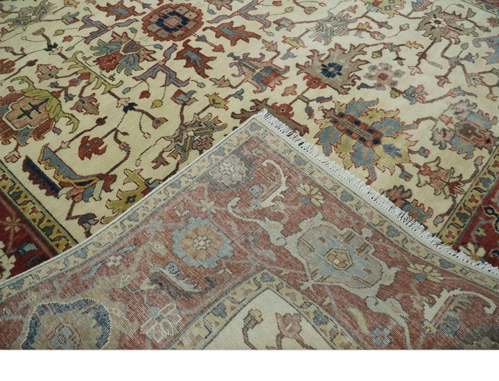 Traditional Floral Beige and Brown Vintage Style Hand knotted 8x10 wool Area Rug - The Rug Decor