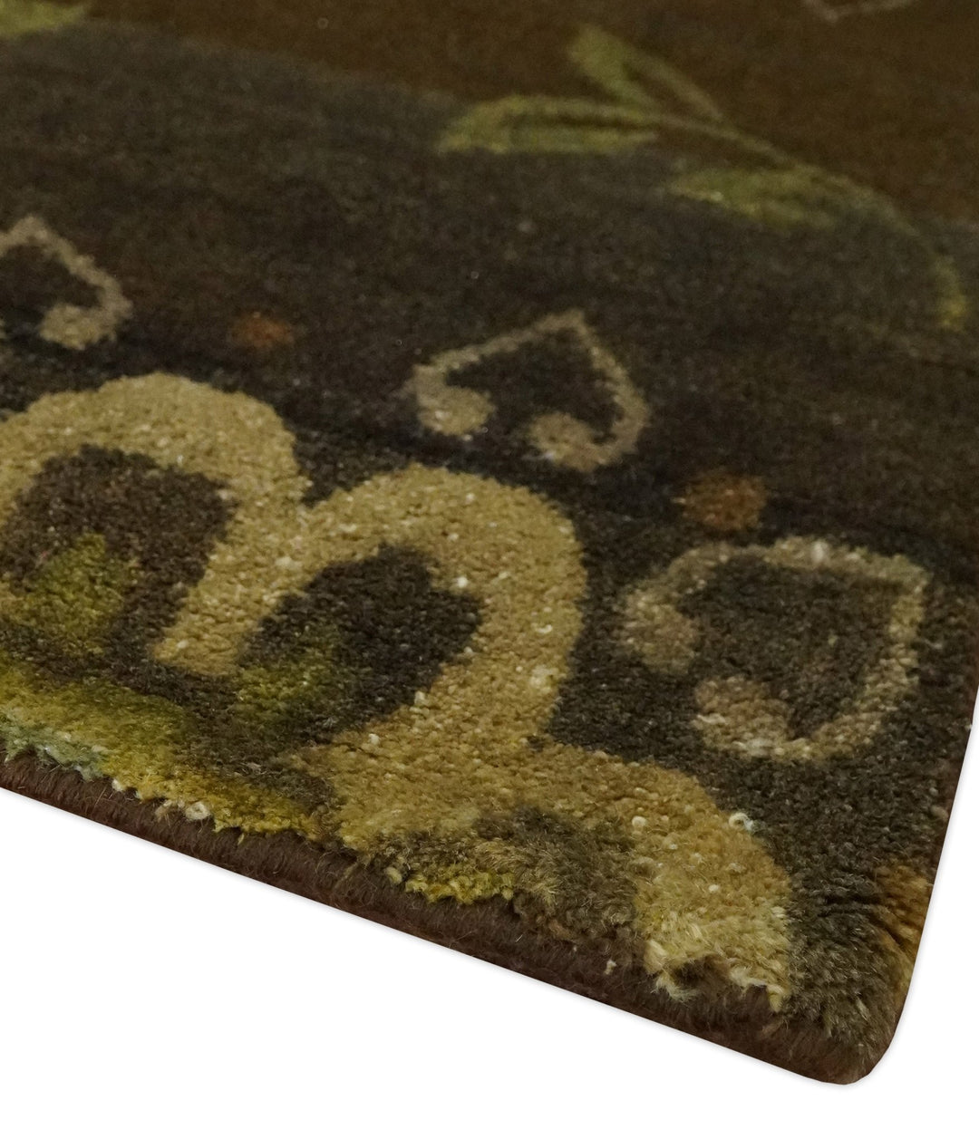 Traditional Floral Green, Beige, Brown and Teal Fine Hand knotted wool Area Rug - The Rug Decor