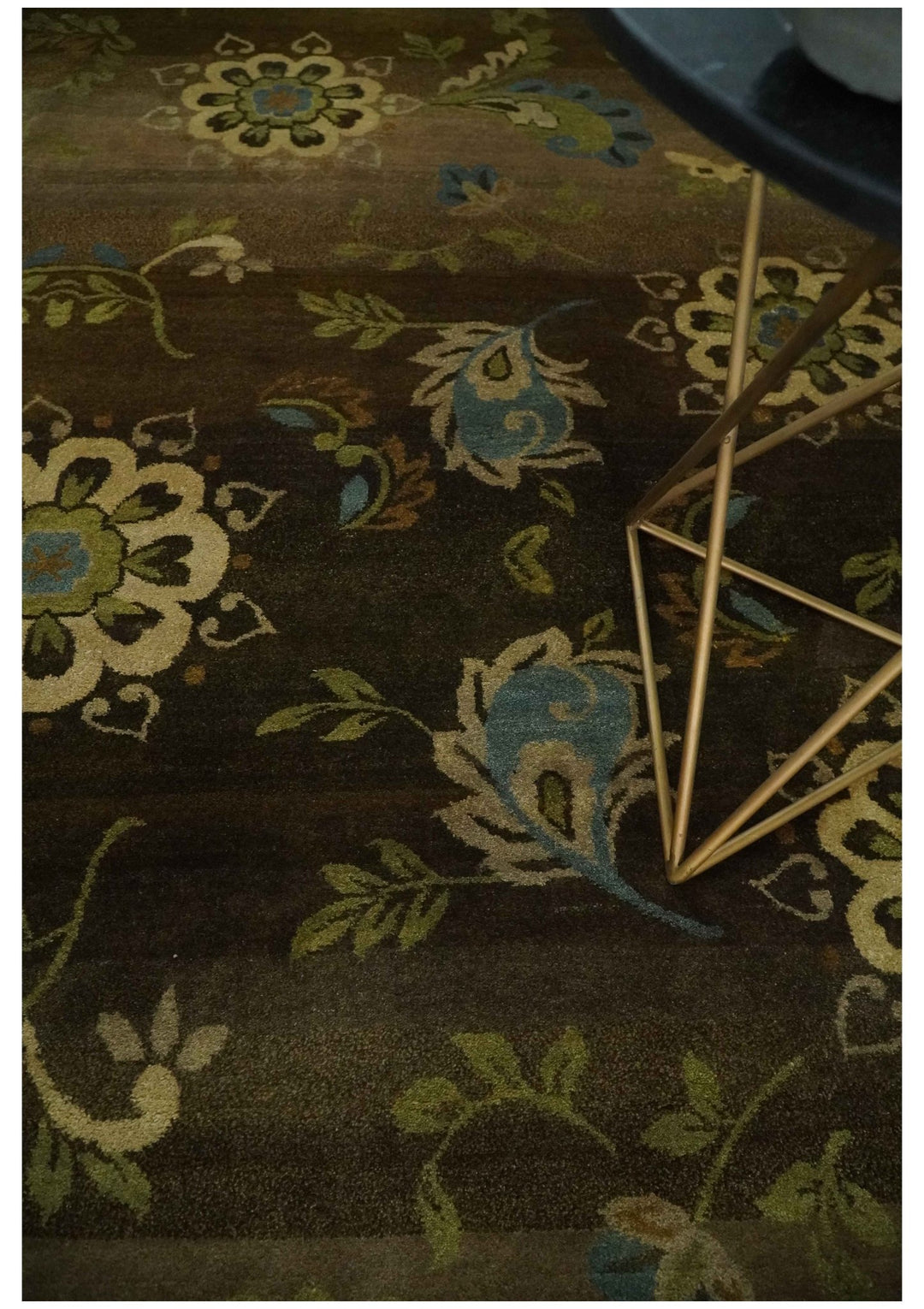 Traditional Floral Green, Beige, Brown and Teal Fine Hand knotted wool Area Rug - The Rug Decor
