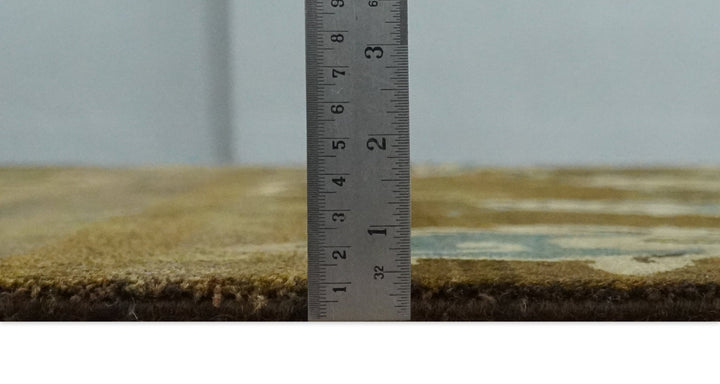 Traditional Floral Green, Beige, Brown and Teal Fine Hand knotted wool Area Rug - The Rug Decor