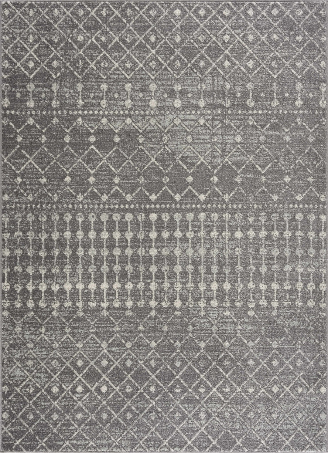 Traditional Gray and Beige low pile Tribal Trellis indoor Area Rug - The Rug Decor