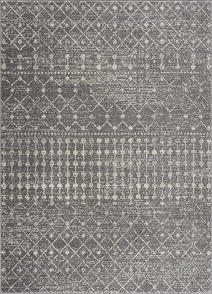 Traditional Gray and Beige low pile Tribal Trellis indoor Area Rug - The Rug Decor