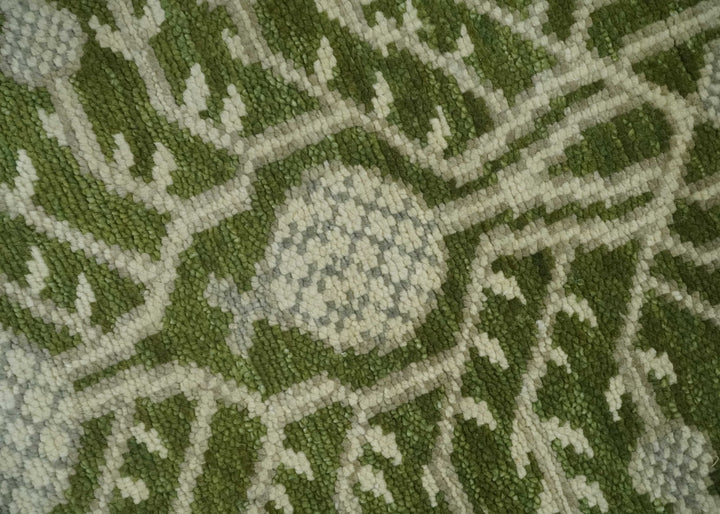 Traditional Hand knotted Royal Green and Ivory Turkish Design wool Area Rug - The Rug Decor