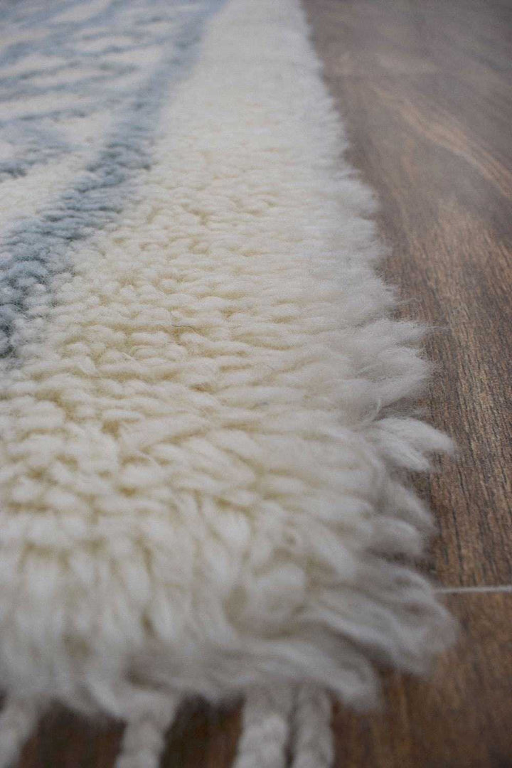 Traditional Hand Made New Zealand Wool Light Blue Moroccan 4' x 6' Rug | The Rug Decor | TRD171446 - The Rug Decor