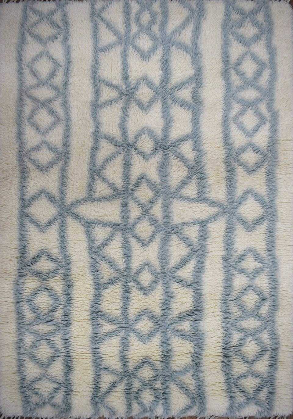 Traditional Hand Made New Zealand Wool Light Blue Moroccan 4' x 6' Rug | The Rug Decor | TRD171446 - The Rug Decor