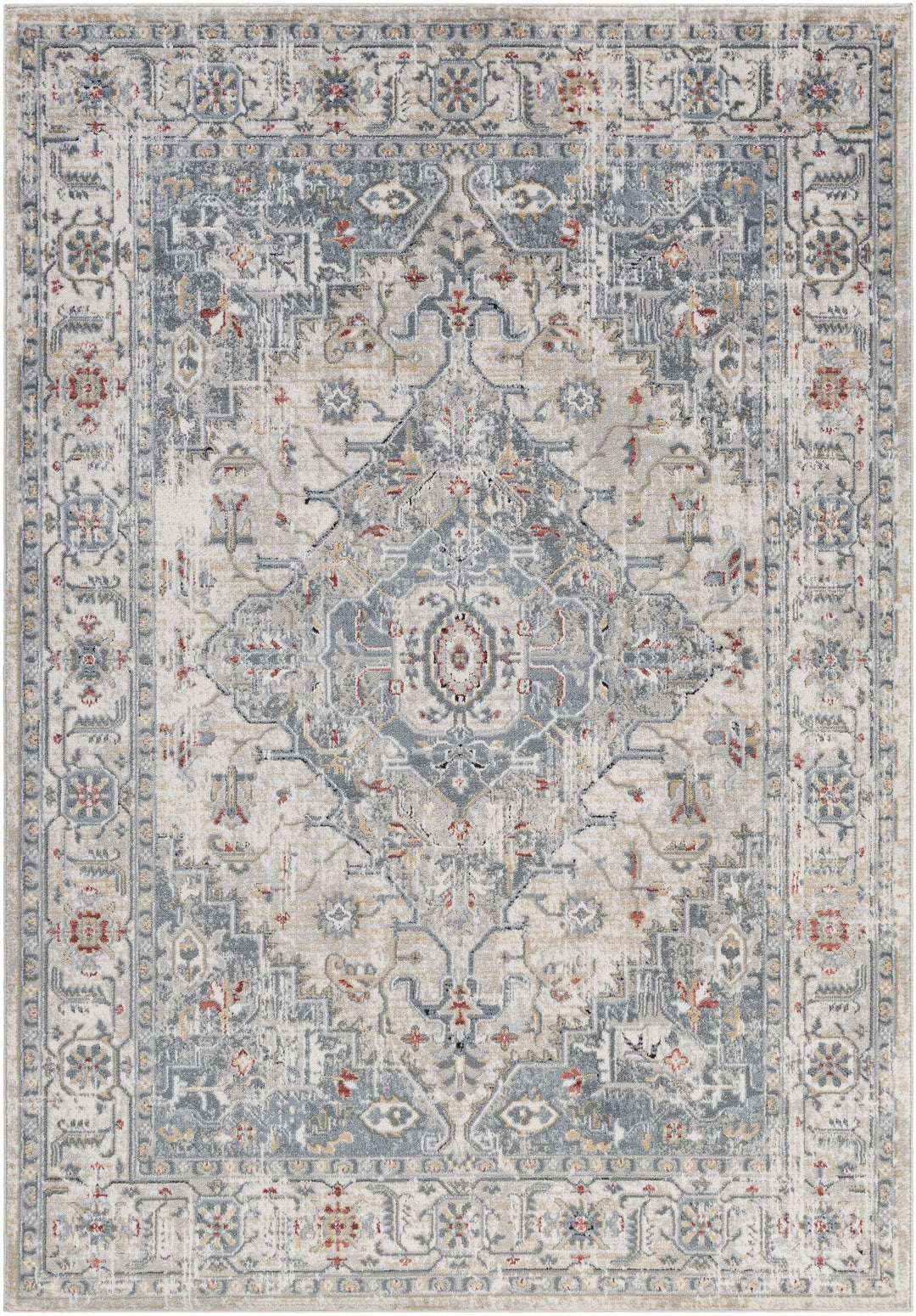 Traditional Heriz Design Antique Style Gray, Ivory, Beige and Brown Area Rug - The Rug Decor