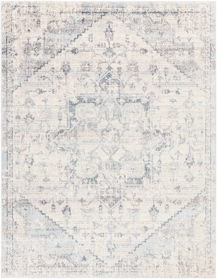 Traditional Heriz Design Beige, Blue and Brown Medium Pile Area Rug - The Rug Decor