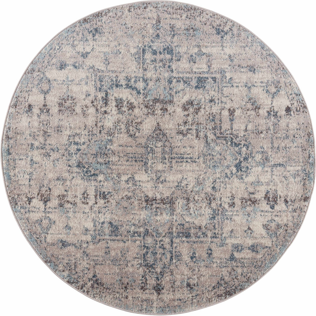Traditional Heriz Design Beige, Blue and Brown Medium Pile Area Rug - The Rug Decor