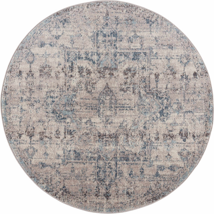 Traditional Heriz Design Beige, Blue and Brown Medium Pile Area Rug - The Rug Decor